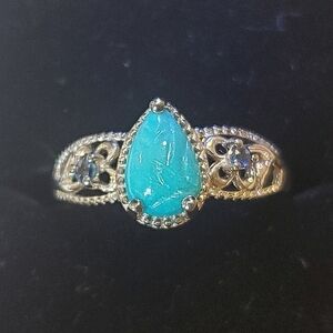 Sleeping Beauty Turquoise Madagascar Blue Sapphire Ring